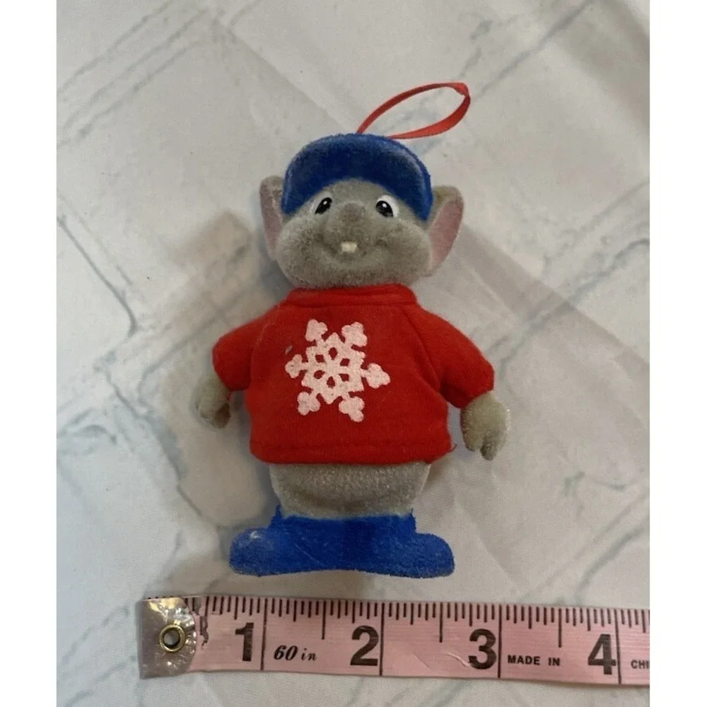 Vintage 90s Disney The Rescuers Flocked Christmas‎ Ornament BERNARD Mouse